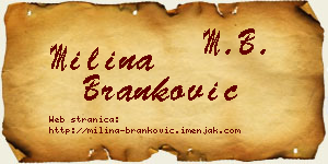 Milina Branković vizit kartica